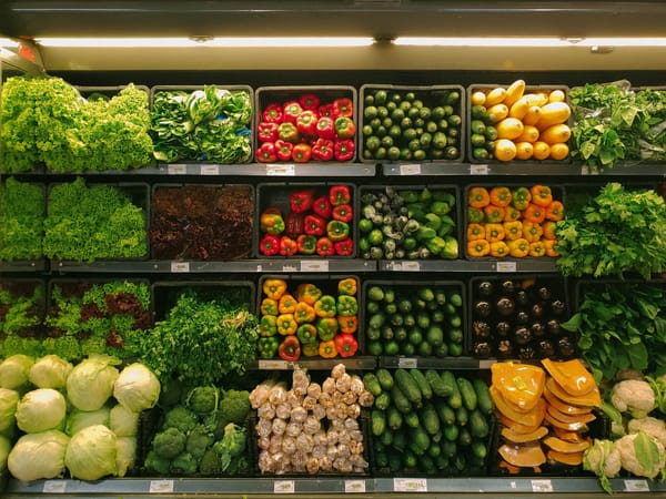 vegetables at a grocery store produce section