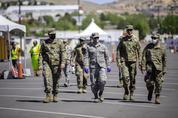 Nevada's National Guard assists at COVID-19 test locations in Nevada, directing traffic and contact tracing.
