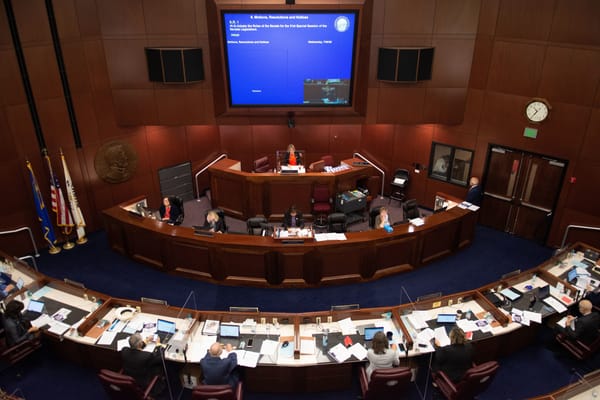 The Nevada State Senate chambers on the first day of the 31st Special Session of the Nevada Legislature in Carson City, Nev.,
