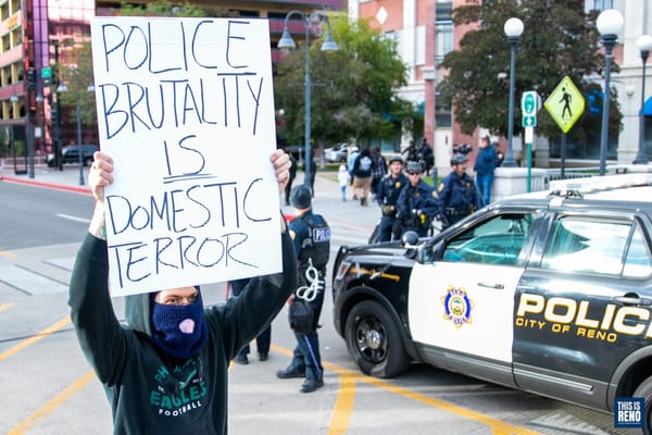 Protestors peacefully leaving a Black Lives Matter rally in downtown Reno on June 7, 2020. Image: Eric Marks / This Is Reno