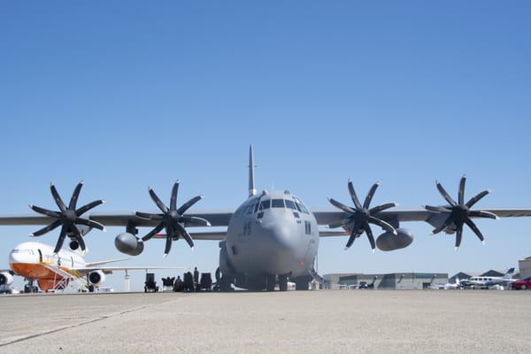 Photo By Airman 1st Class Michelle Brooks | Nevada Air National Guard's 152nd Airlift Wing C-130 sits on the ramp at CAL FIRE