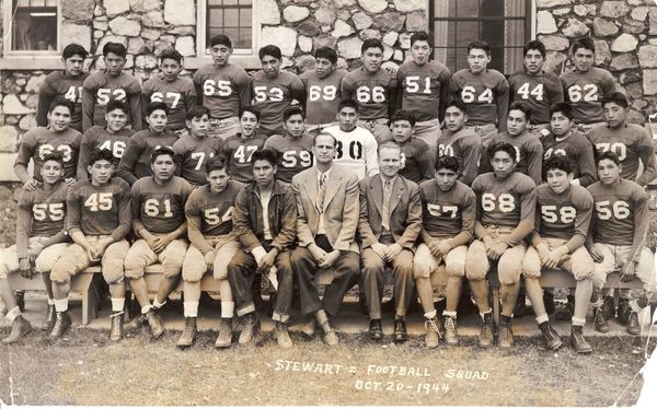 Stewart Indian School Football Team, 1944, Carson City. (Photo: Stewart Indian School Cultural Center & Museum)